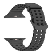 For Apple Watch Series 4 44mm Ocean Dual-Row Hole Silicone Watch Band(Grey)