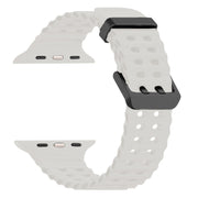 For Apple Watch Series 4 44mm Ocean Dual-Row Hole Silicone Watch Band(Starlight)