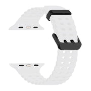 For Apple Watch Series 3 42mm Ocean Dual-Row Hole Silicone Watch Band(White)