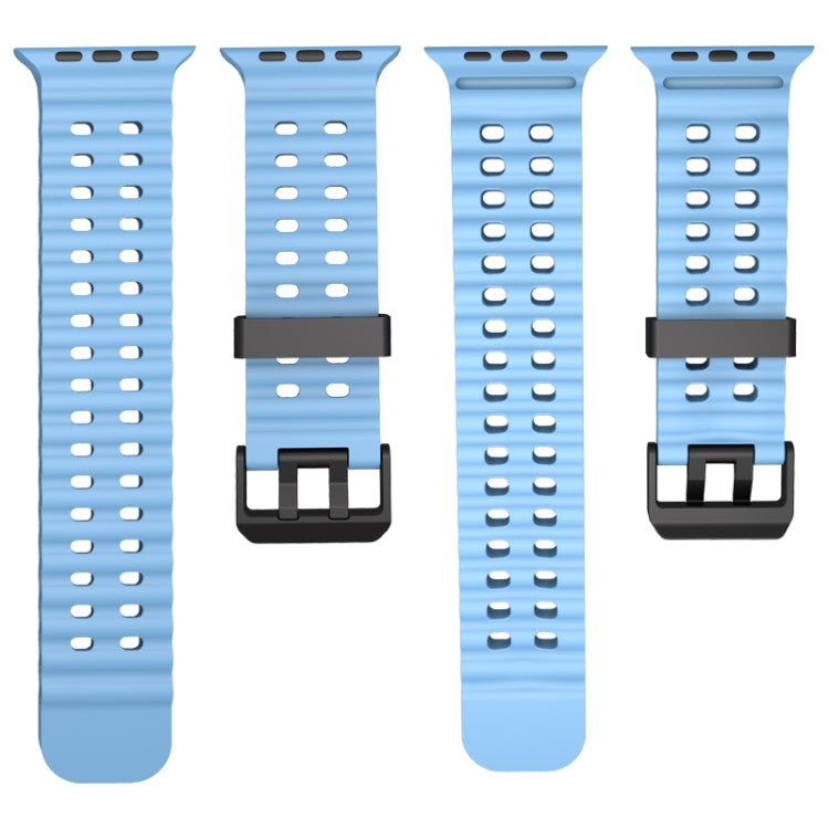 For Apple Watch Series 3 42mm Ocean Dual-Row Hole Silicone Watch Band(Blue) - free shipping - PMc TechLife - Order now!