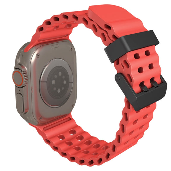 For Apple Watch Ultra 2 49mm Ocean Dual-Row Hole Silicone Watch Band(Cloudy Gray)