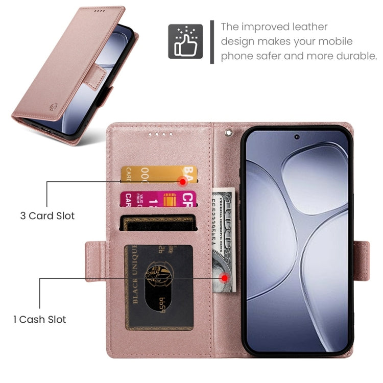 For Redmi K70 Ultra Side Buckle Magnetic Frosted Leather Phone Case(Rose Gold)