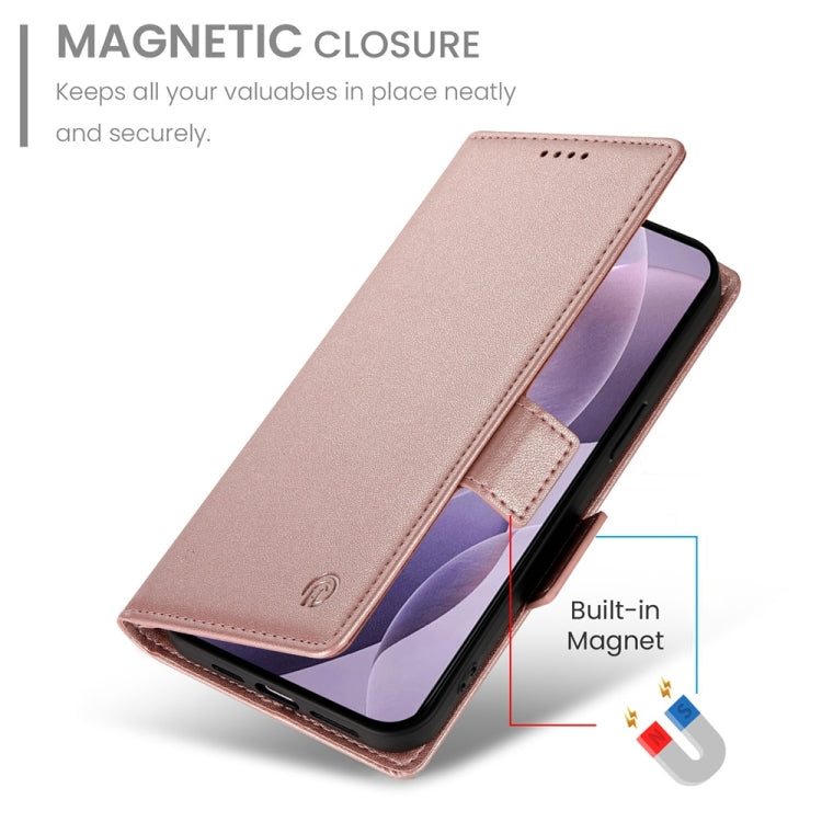 For Redmi K70 Ultra Side Buckle Magnetic Frosted Leather Phone Case(Rose Gold)