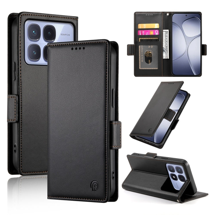 For Redmi K70 Ultra Side Buckle Magnetic Frosted Leather Phone Case(Black) - free shipping - PMC Jewellery - Order now!