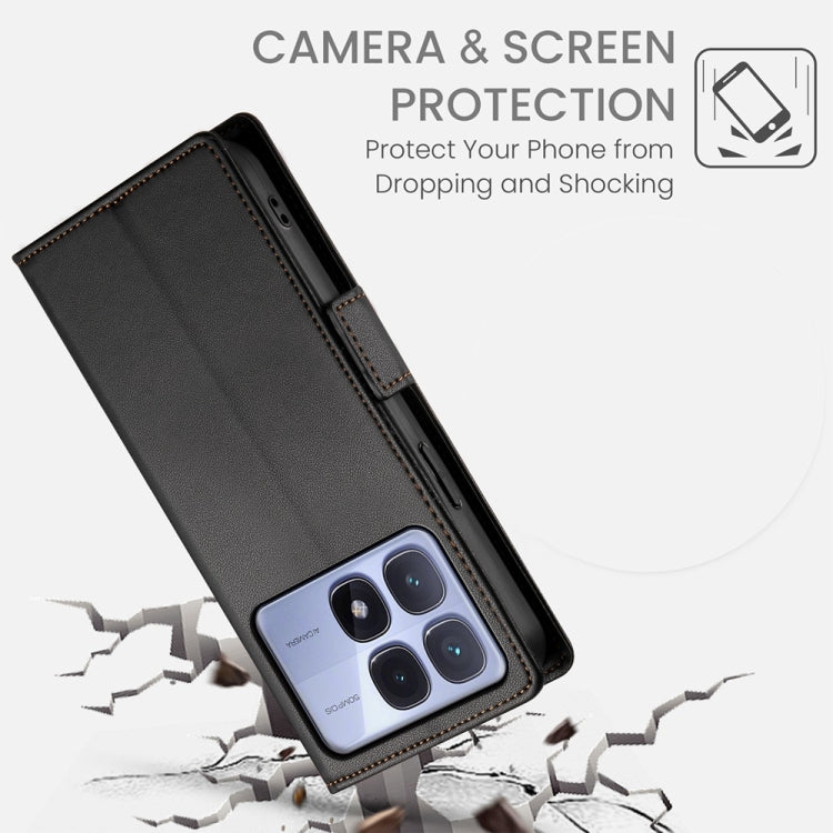 For Redmi K70 Ultra Side Buckle Magnetic Frosted Leather Phone Case(Black)