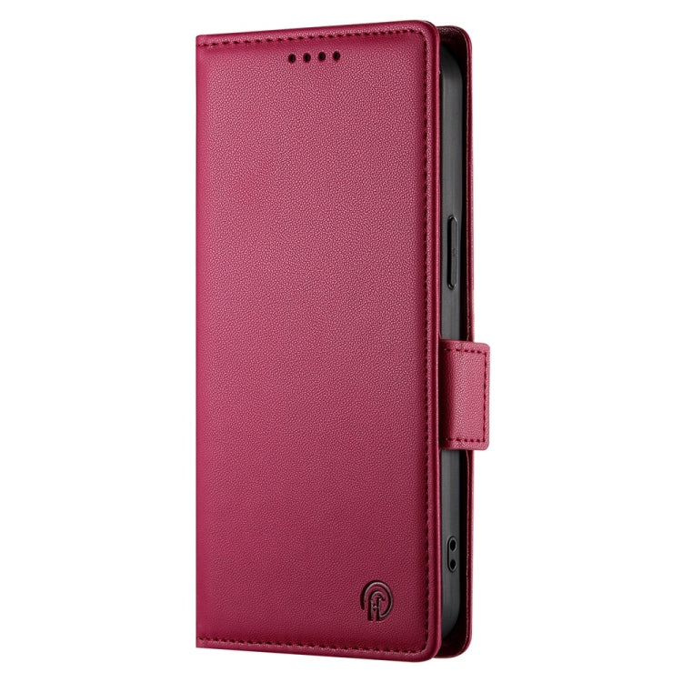 For Redmi K70 Ultra Side Buckle Magnetic Frosted Leather Phone Case(Wine Red)