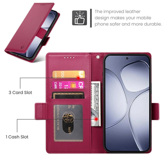 For Redmi K70 Ultra Side Buckle Magnetic Frosted Leather Phone Case(Wine Red)