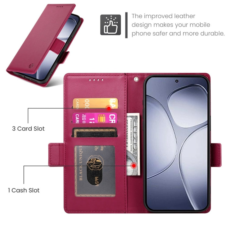 For Redmi K70 Ultra Side Buckle Magnetic Frosted Leather Phone Case(Wine Red)