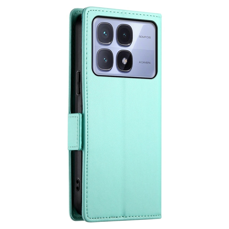 For Redmi K70 Ultra Side Buckle Magnetic Frosted Leather Phone Case(Mint Green)