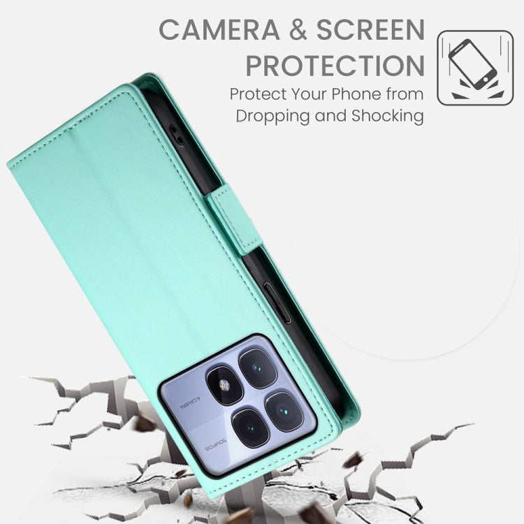For Redmi K70 Ultra Side Buckle Magnetic Frosted Leather Phone Case(Mint Green)