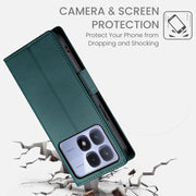 For Redmi K70 Ultra Side Buckle Magnetic Frosted Leather Phone Case(Dark Green)