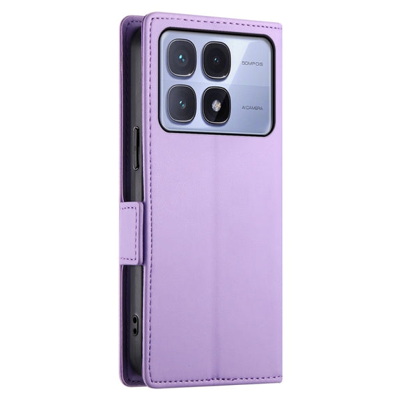 For Redmi K70 Ultra Side Buckle Magnetic Frosted Leather Phone Case(Purple)