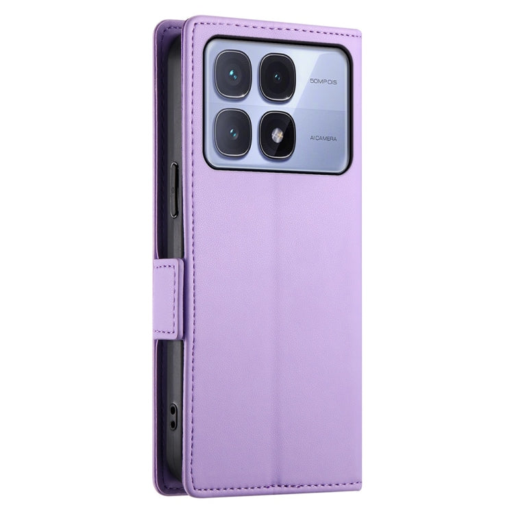 For Redmi K70 Ultra Side Buckle Magnetic Frosted Leather Phone Case(Purple)