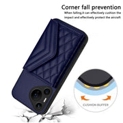 For Huawei Pura 70 Ultra Rhombic Texture Card Bag RFID Phone Case with Long Lanyard(Blue)
