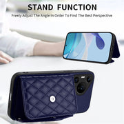 For Huawei Pura 70 Ultra Rhombic Texture Card Bag RFID Phone Case with Long Lanyard(Blue)