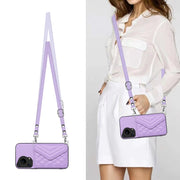 For Huawei Pura 70 Ultra Rhombic Texture Card Bag RFID Phone Case with Long Lanyard(Light Purple)