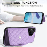 For Huawei Pura 70 Ultra Rhombic Texture Card Bag RFID Phone Case with Long Lanyard(Light Purple)
