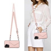 For Huawei Pura 70 Ultra Rhombic Texture Card Bag RFID Phone Case with Long Lanyard(Rose Gold)