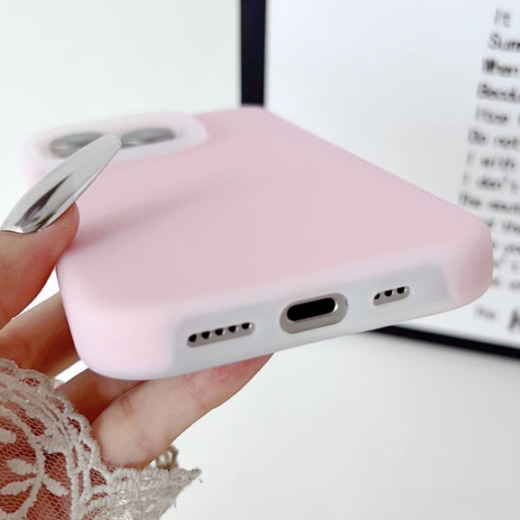For iPhone 16 PC Hybrid Liquid Silicone Jelly Phone Case(White)