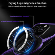 For iPhone 15 Frameless Rotation Holder Magsafe Metal Phone Case(Space Gray)