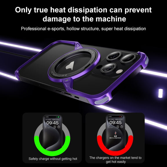 For iPhone 15 Pro Max Frameless Rotation Holder Magsafe Metal Phone Case(Space Gray)