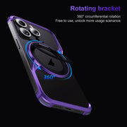 For iPhone 14 Pro Max Frameless Rotation Holder Magsafe Metal Phone Case(Space Gray)