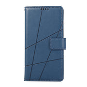 For Redmi K70 Ultra PU Genuine Leather Texture Embossed Line Phone Case(Blue)