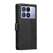 For Redmi K70 Ultra PU Genuine Leather Texture Embossed Line Phone Case(Black)
