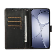 For Redmi K70 Ultra PU Genuine Leather Texture Embossed Line Phone Case(Black)