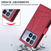 For Redmi K70 Ultra PU Genuine Leather Texture Embossed Line Phone Case(Red)