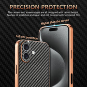 For iPhone 16 AZNS Electroplated Edge Carbon Fiber Texture Phone Case(Green)