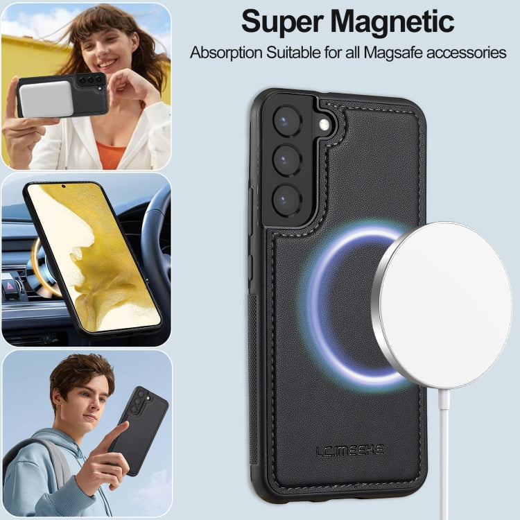 For Samsung Galaxy S22+ 5G LC.IMEEKE L2 Series Detachable Magsafe PU Phone Case with Lanyard(Black)