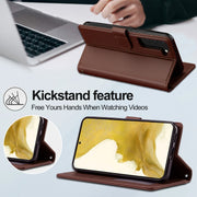 For Samsung Galaxy S22+ 5G LC.IMEEKE L2 Series Detachable Magsafe PU Phone Case with Lanyard(Brown)