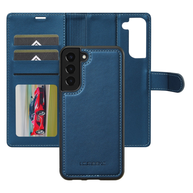 For Samsung Galaxy S22+ 5G LC.IMEEKE L2 Series Detachable Magsafe PU Phone Case with Lanyard(Blue)