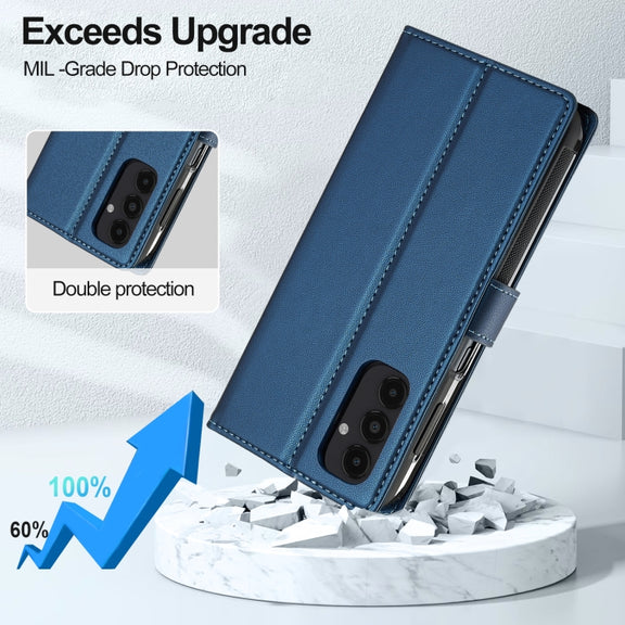 For Samsung Galaxy S22+ 5G LC.IMEEKE L2 Series Detachable Magsafe PU Phone Case with Lanyard(Blue)