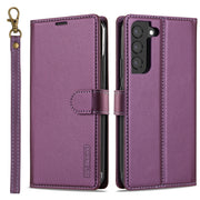 For Samsung Galaxy S22+ 5G LC.IMEEKE L2 Series Detachable Magsafe PU Phone Case with Lanyard(Purple)