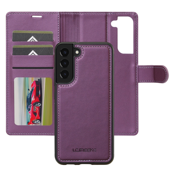 For Samsung Galaxy S22+ 5G LC.IMEEKE L2 Series Detachable Magsafe PU Phone Case with Lanyard(Purple)