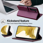 For Samsung Galaxy S22+ 5G LC.IMEEKE L2 Series Detachable Magsafe PU Phone Case with Lanyard(Purple)