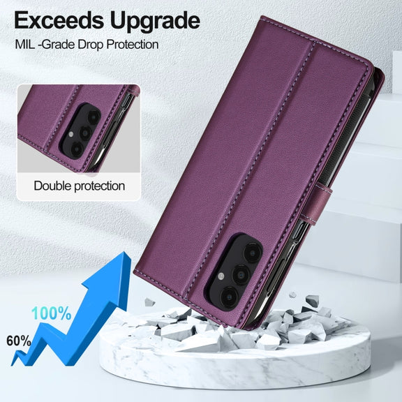 For Samsung Galaxy S22+ 5G LC.IMEEKE L2 Series Detachable Magsafe PU Phone Case with Lanyard(Purple)