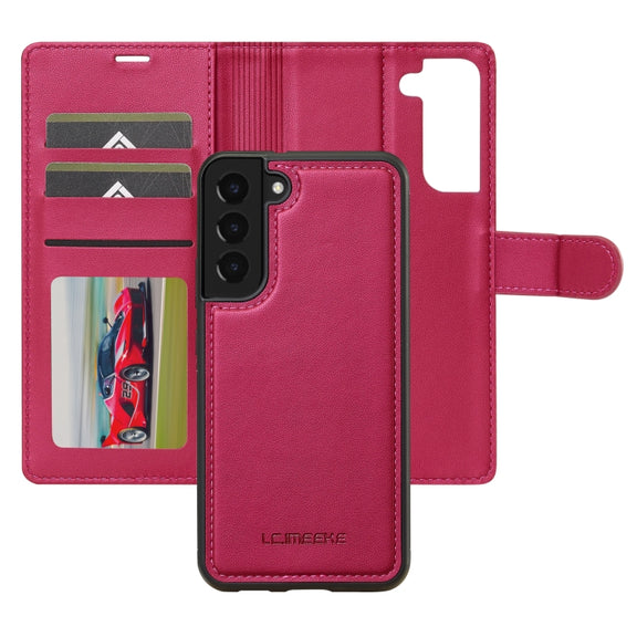 For Samsung Galaxy S22+ 5G LC.IMEEKE L2 Series Detachable Magsafe PU Phone Case with Lanyard(Red)