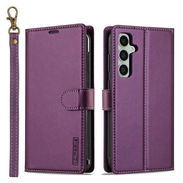 For Samsung Galaxy S23 FE 5G LC.IMEEKE L2 Series Detachable Magsafe PU Phone Case with Lanyard(Purple)