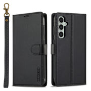 For Samsung Galaxy S24 FE 5G LC.IMEEKE L2 Series Detachable Magsafe PU Phone Case with Lanyard(Black)