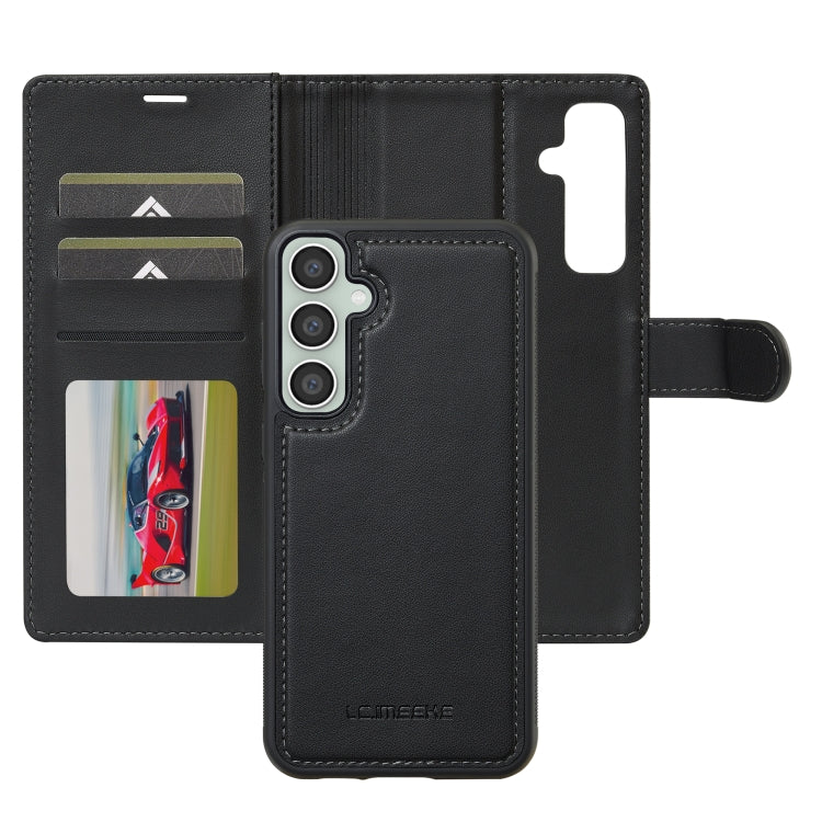 For Samsung Galaxy S24 FE 5G LC.IMEEKE L2 Series Detachable Magsafe PU Phone Case with Lanyard(Black)
