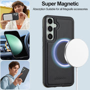 For Samsung Galaxy S24 FE 5G LC.IMEEKE L2 Series Detachable Magsafe PU Phone Case with Lanyard(Black)