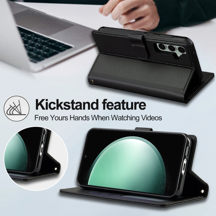 For Samsung Galaxy S24 FE 5G LC.IMEEKE L2 Series Detachable Magsafe PU Phone Case with Lanyard(Black) - free shipping - PMC Jewellery - Order now!