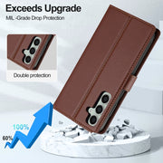 For Samsung Galaxy S24 FE 5G LC.IMEEKE L2 Series Detachable Magsafe PU Phone Case with Lanyard(Brown)