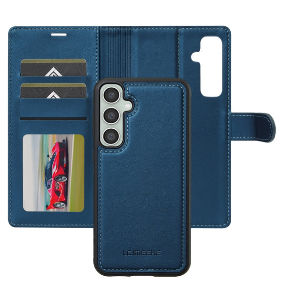 For Samsung Galaxy S24 FE 5G LC.IMEEKE L2 Series Detachable Magsafe PU Phone Case with Lanyard(Blue)