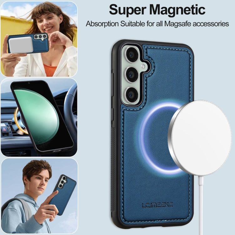 For Samsung Galaxy S24 FE 5G LC.IMEEKE L2 Series Detachable Magsafe PU Phone Case with Lanyard(Blue)
