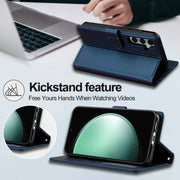 For Samsung Galaxy S24 FE 5G LC.IMEEKE L2 Series Detachable Magsafe PU Phone Case with Lanyard(Blue)