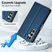 For Samsung Galaxy S24 FE 5G LC.IMEEKE L2 Series Detachable Magsafe PU Phone Case with Lanyard(Blue)